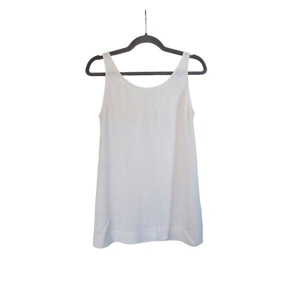 Eileen Fisher 100% Linen White Silver Sequined Relaxed Tank Top, Size Small - Picture 8 of 11